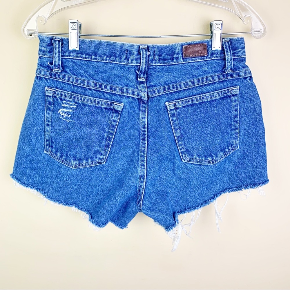 LEE RIDERS Raw Hem Women’s Distressed Cutoff Jean Shorts Deep Blue Size 6 M
